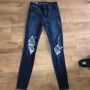 skinny ripped blue jeans